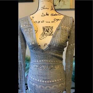 Grey Knit Long Sleeve Romper.